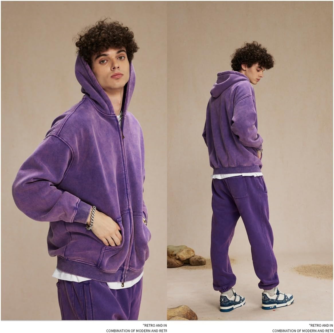 Men's Vintage Acid Wash Hoodie