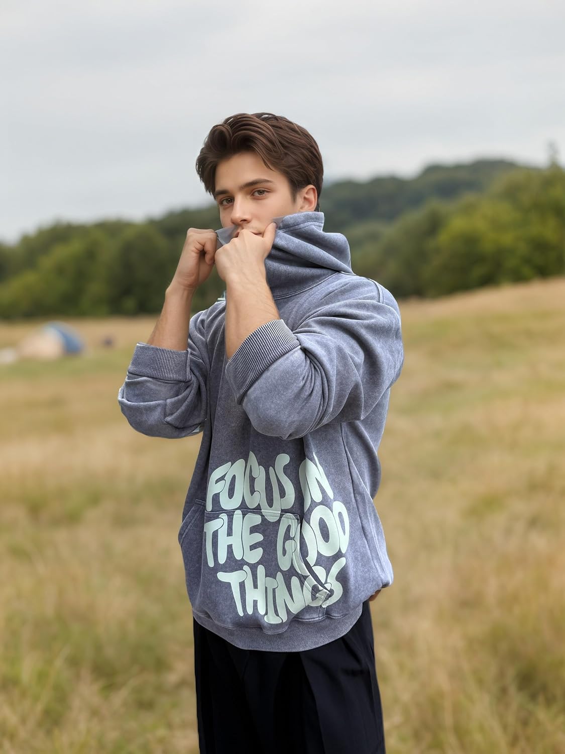 OATSBAS Men's Y2K Letter Print Hoodie Acid Wash Oversize Vintage Hoodies Hip-Hop Baggy Gothic Pullover Sweatshirt