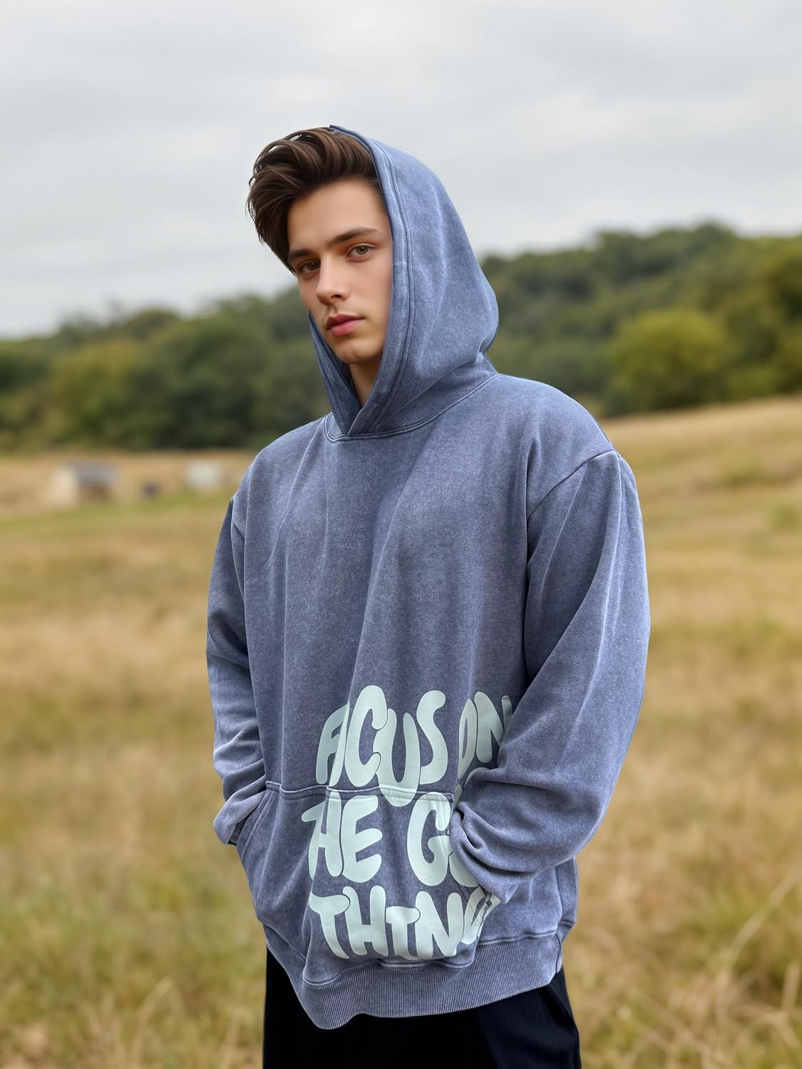 OATSBAS Men's Y2K Letter Print Hoodie Acid Wash Oversize Vintage Hoodies Hip-Hop Baggy Gothic Pullover Sweatshirt